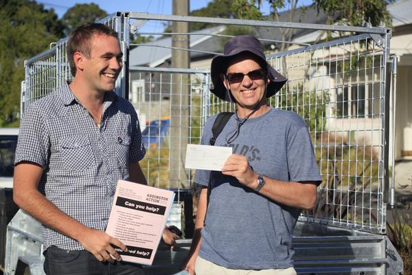 Deon Swiggs (Rebuild ChCh Foundation) and Mike Peters (Addington Action)